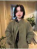 ニュアンスパーマを顔周りのみなボブ