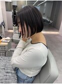 髪質改善カラー　バイカルテ　ダークグレージュ　ミニボブ