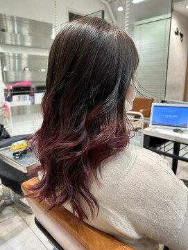 アジールヘア 池袋東口店(agir hair) ブリーチ&ダブルカラーグラデーションチェリーレッド池袋東口