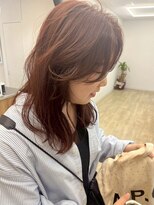 ヌビラ(Nubira)&nbsp;ミディアムヘア顔周りレイヤーカット/オレンジブラウン/西千葉
