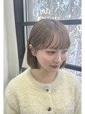 【小顔・顔まわり】耳掛けボブ/丸みボブ/ブリーチなしベージュ