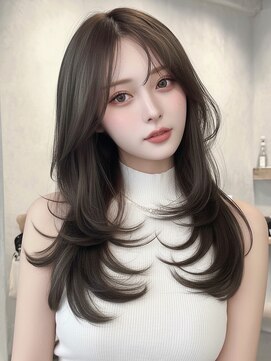 リリーバイフォルテ 静岡駅前店(Lily by FORTE) 顔周りレイヤー シャギーカット ロングレイヤー ダークアッシュ