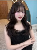 韓国ヘア/レイヤーカット/前髪/顔まわり/ラベンダーグレージュ