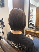 ヘアーサロン ラフリジー(Loufreasy)&nbsp;トレンドレイヤーボブ×赤みなしブラウン×縮毛矯正