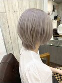 秋冬カラー　ショートボブ　ケアブリーチ　グレージュ