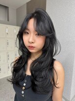 天神美容室&nbsp;海外レイヤーカットハッシュカットグレージュ