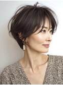 大人ショートレイヤー白髪ぼかし脱白髪染め40代50代60代原宿