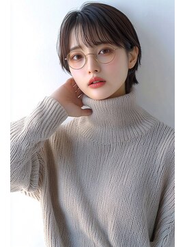 クシュ 所沢西口エミテラス前店(kusyu...) ウルフパーマダークブルーゆるふわボブひし形ショートボブ所沢