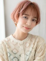 モッズヘア 越谷(mod's hair)&nbsp;ピンクメッシュハイトーンカラー抜け感ミニボブ20代30代X