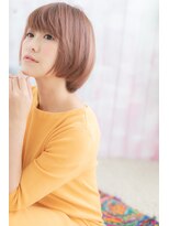 ヘアアンドビューティー ミック(Hair & Beauty miq)&nbsp;斜めバング＆アプリコットオレンジ★ラブガーリーミニボブa