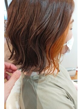 ネウィ 京橋(newi) 【uta*_girls】　satoko　イヤリングカラー×ブリーチ×オレンジ