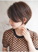 大人可愛い20代30代40代黒髪前下がりショートボブ丸みショート◎