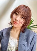 ボブレイヤー×ピンクベージュ