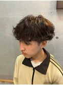 波巻きスパイラルパーマ刈り上げマッシュメンズパーマ