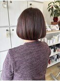 丸みボブ×コーラルブラウン