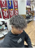 ホワイトメッシュ×ツイストスパイラルパーマ