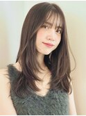 レイヤーカット/姫カットレイヤー/くすみベージュ/透明感カラー