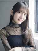 ロング顔周りレイヤー美髪前髪カット_F40214