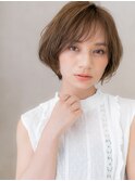 グレーベージュ似合わせカットひし形ショートボブX大宮20代30代