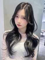 アルバム 池袋(ALBUM)&nbsp;ロング暗めカラー韓国ヘア顔周りレイヤー_F70866