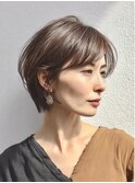 大人ショート　白髪ぼかし　脱白髪染め　ハイライト40代50代60代