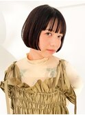 ミニボブ/ボブ/黒髪ボブ/パッツン/前上がりボブ/前髪カット