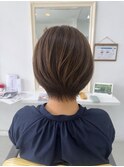 大人の丸みショートボブ×モカブラウン