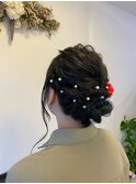 編み込みシニヨン