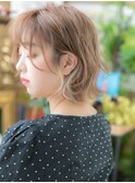 大人可愛いハイトーンくせ毛風ボブウルフc5戸田公園20代30代40代