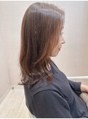 愛されミディアム髪質改善ワンカール縮毛矯正グレージュ似合わせ