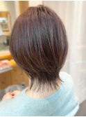 大人可愛い切りっぱなしひし形レイヤーカットモカベージュ