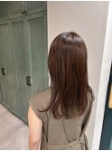 深みのあるオレンジブラウン×柔らか質感のミディヘア