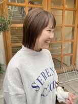 ナンバースリー 綱島店(Number Three)&nbsp;くすみベージュ×切りっぱなしボブ【Number Three 綱島店】