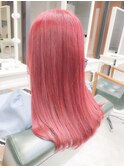 赤髪　ワインレッド　レッドブラウン　ブリーチデザインカラー