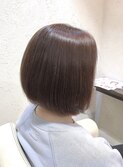 前髪なし/大人ショートボブ縮毛矯正/30代40代50代マロンベージュ