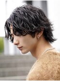 渋谷メンズウルフパーマ波巻きスパイラルパーマサーフカール