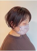 前下がりショートボブ丸みショートxハイライト バイオレット