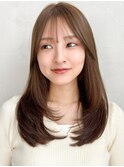 ★◎くびれヘアアプリコットオレンジアハイライトカラー薄め前髪