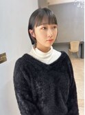 ミニウルフチェリーブラウンホワイトグレージュフェザーパーマ