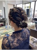 お呼ばれヘアセット×編み込みシニヨン×上大岡駅近く