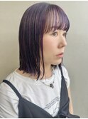 アンブレラデザインカラーパープル20代30代切りっぱなしボブ