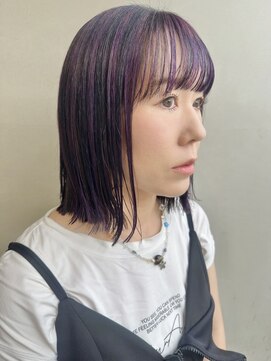 ヘアー アイス 御器所本店(HAIR ICI) アンブレラデザインカラーパープル20代30代切りっぱなしボブ