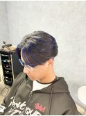 センターパート×ブルーメッシュ