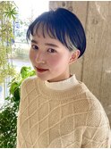 オリーブインナーカラー☆大人可愛いひし形ショートボブ前下がり