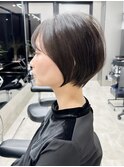 丸みショート/30代/40代/50代/前髪ありショート