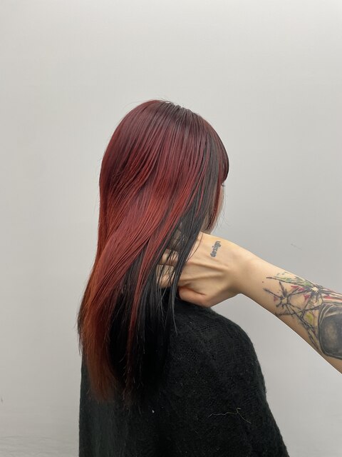 赤髪/アンブレラカラー/インナーカラー/レッドヘア