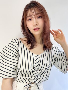 クラン 岡本(Chlan) ナチュラルストレートロブ×ピンクベージュ