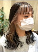 韓国風前髪インナーカラーホワイトベージュ！