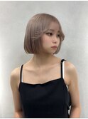 ベージュミルクティーベージュ切りっぱなしボブ【aya指名】