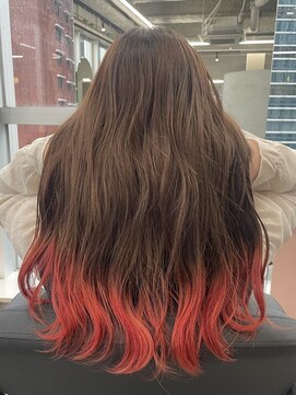 ジエクト カナウ(The Ect canow) エンドカラー/裾カラー/チェリーレッド/細めハイライト